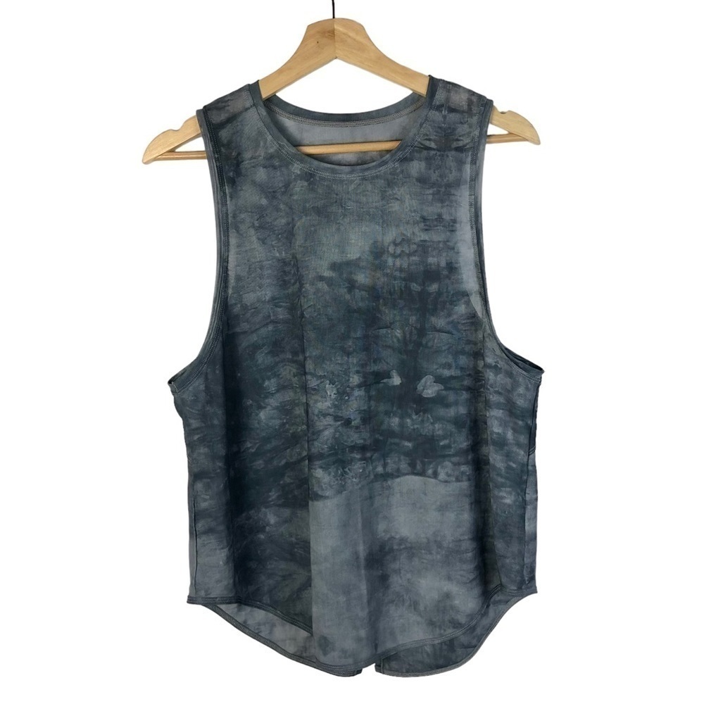 Boutique Blue Tie Dye Mesh Split Back Athletic Tank Top‎ L